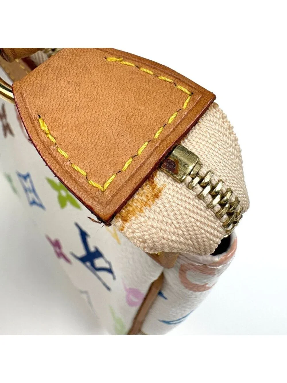 Louis Vuitton Pochette Accessoires Pouch Studs Monogram Multicolor Blanc